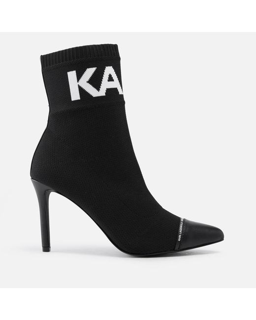 Karl Lagerfeld Black Pandora Knitted Heeled Boots