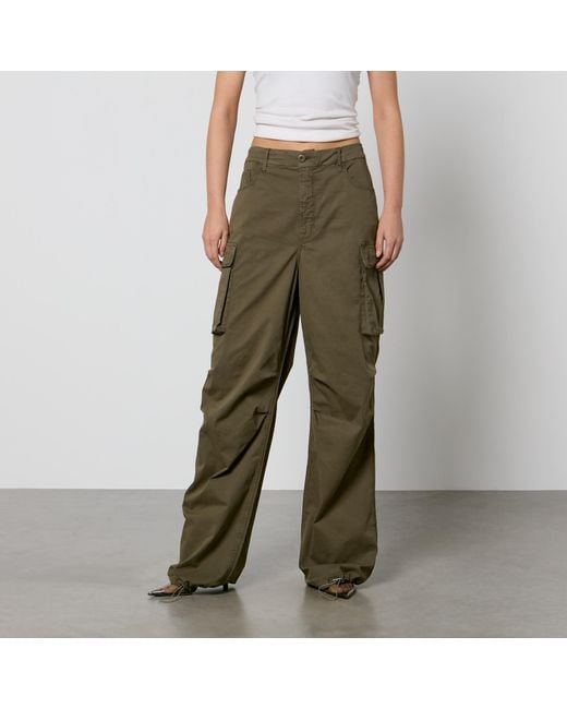 GOOD AMERICAN Green Baggy Cotton-blend Canvas Cargo Trousers