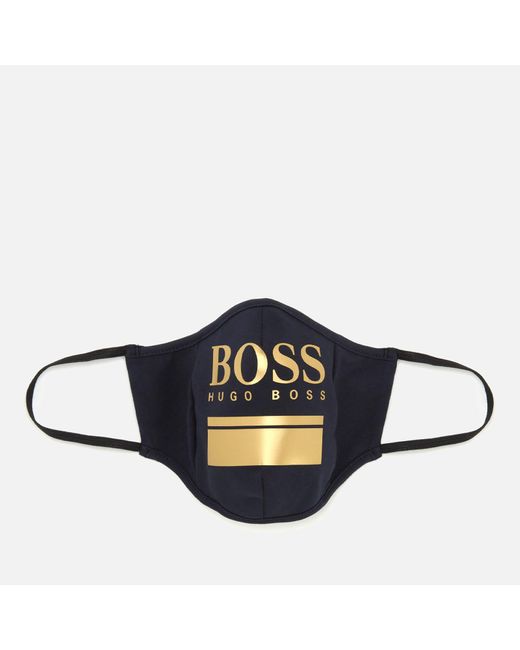 BOSS by Hugo Boss Blue Gold Logo Print Face Mask for men