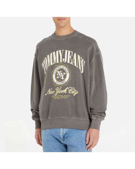 Tommy Hilfiger Boxy Luxe Varsity Cotton Sweatshirt in Gray für Herren
