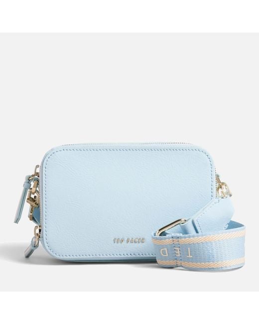Ted Baker Blue Stunnie Pebble-grained Faux Leather Mini Camera Bag