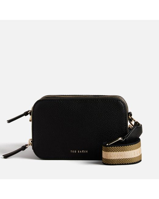Ted Baker Stunna Grained Leather Mini Crossbody Bag in Black | Lyst
