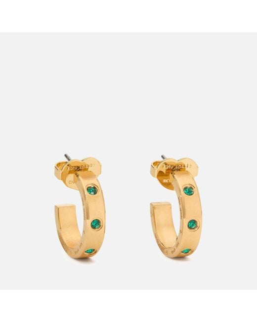 Kate Spade Metallic Set In Stone Gold-tone Huggies