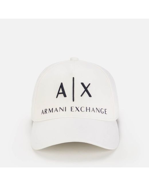 Armani Exchange Ax Logo Cap in White for Men | Lyst