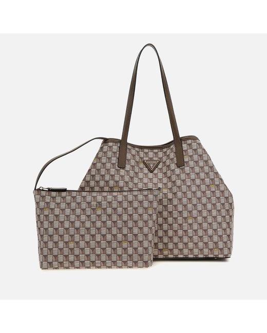 Guess Gray Vikky Ii Large Faux Leather Tote Bag