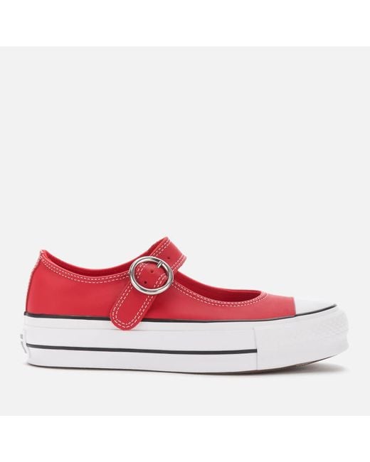Converse Red Chuck Taylor All Star Mary Jane Ox Flats