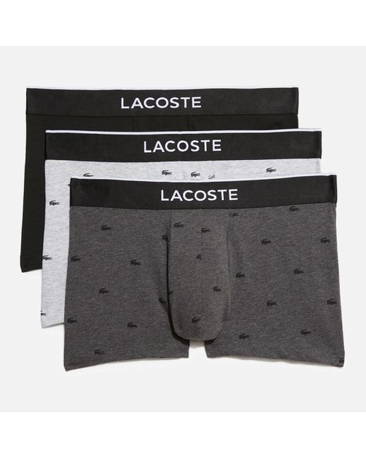 Lacoste Black 3 Pack Cotton Logo Boxer Trunks for men