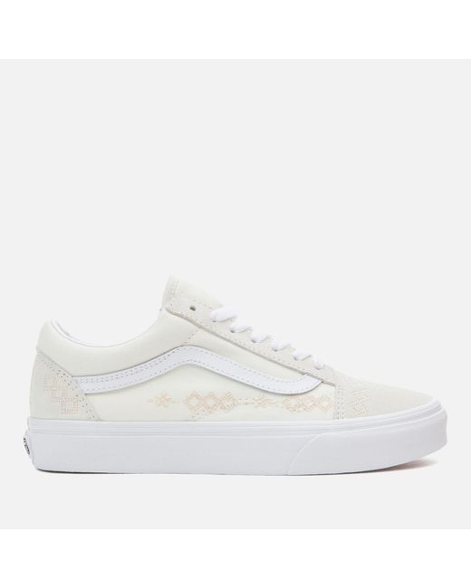 Vans White Old Skool Suede And Canvas Trainers