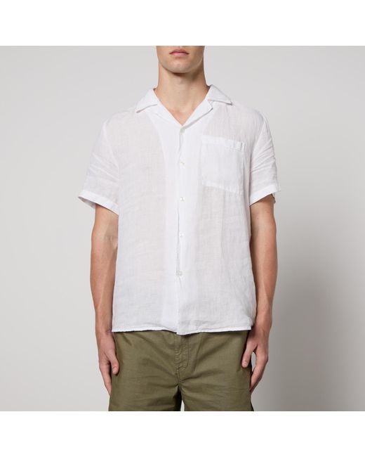 HUGO White Ellino Relaxed Linen Shirt for men