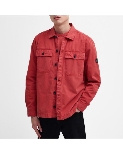 Barbour Red Adey Canvas Overshirt for men