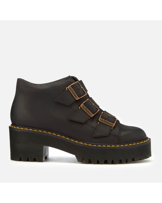 Dr. Martens Black Coppola Leather Buckle Heeled Boots