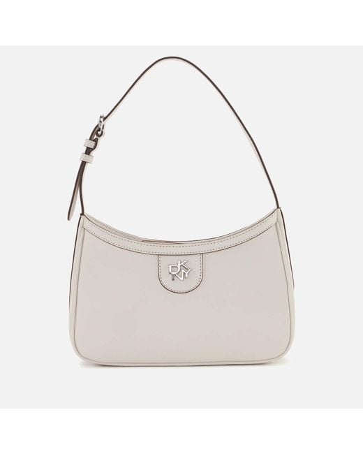 DKNY White Carol Demi Logo Leather Handbag