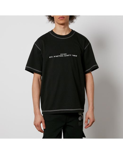 HUGO Black Dribes Cotton-jersey T-shirt for men