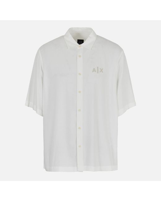Armani Exchange White Drop Shoulder Viscose Shirt for men