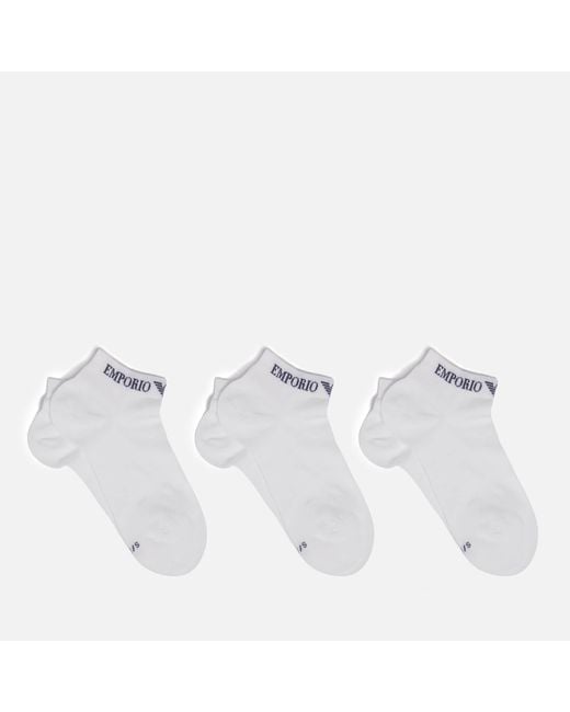 Emporio Armani White Three-pack Cotton-blend Socks for men