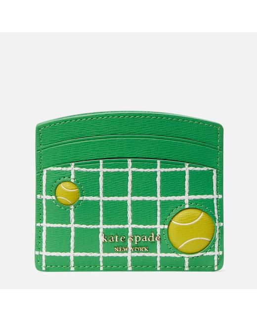 Kate Spade Green Courtside Printed Pvc Card Holder