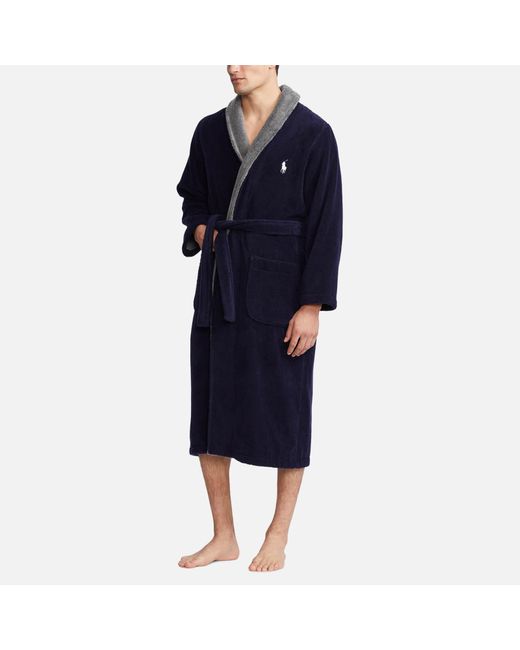 Polo Ralph Lauren Blue Loopback Jersey Jacquard Pp Shawl Robe for men