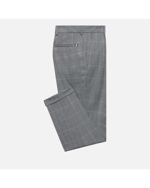 Boss Gray Boss H-Pepe Checked Wool-Blend Trousers for men