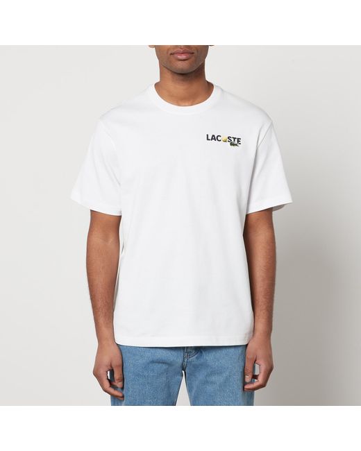 Lacoste White Graphic Print Cotton-jersey T-shirt for men