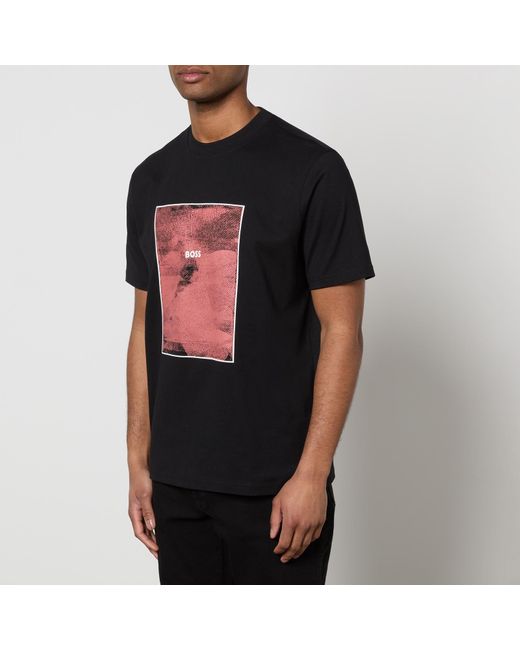 Boss Kalt Graphic-Print Cotton-Jersey T-Shirt in Black für Herren