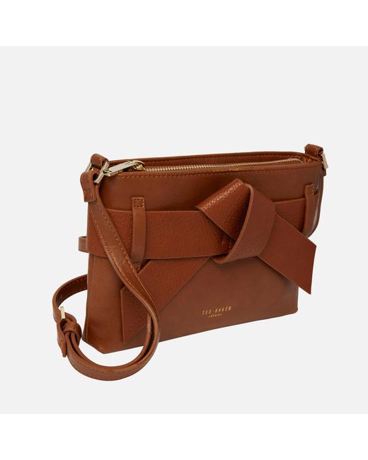 Ted Baker Jimsina Bow Faux Leather Crossbody Bag in Brown Lyst