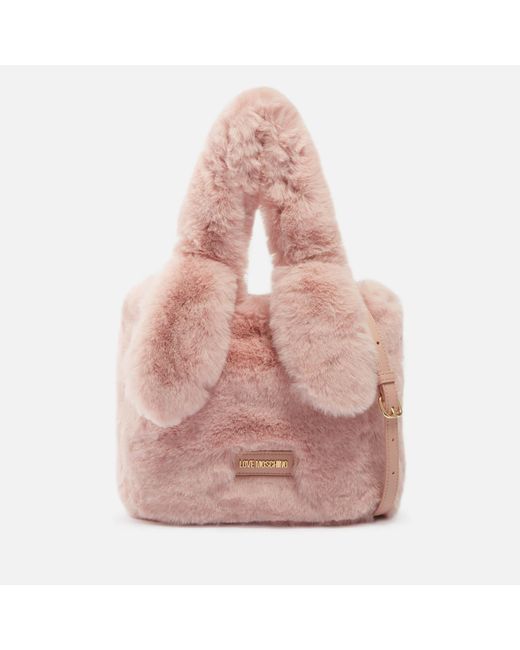 Love Moschino Pink Bunny Faux Fur Tote Bag