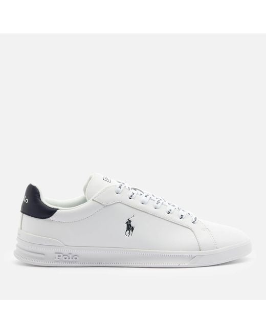 Polo Ralph Lauren Heritage Court Leather Low Top Trainers in White for
