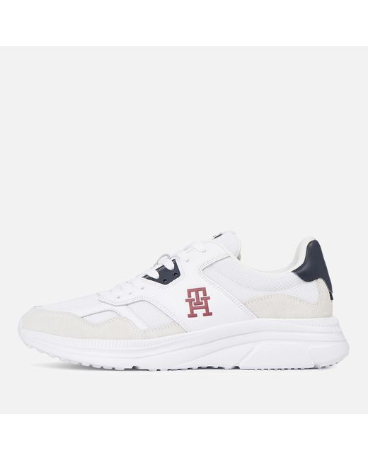 Tommy Hilfiger White Suede And Mesh Running Style Trainers for men