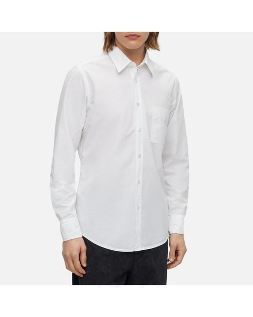 Boss White Relegant Cotton-poplin Shirt for men