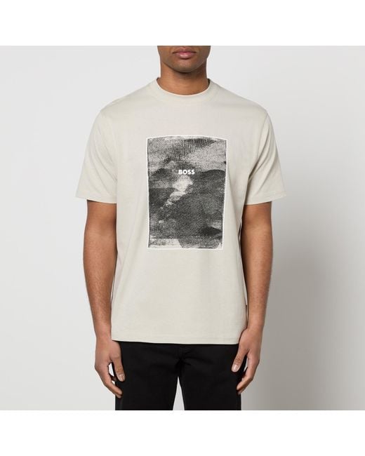 Boss Kalt Graphic-Print Cotton-Jersey T-Shirt in Gray für Herren