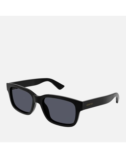 Gucci Black Minimal Logo Acetate Rectangular Sunglasses for men