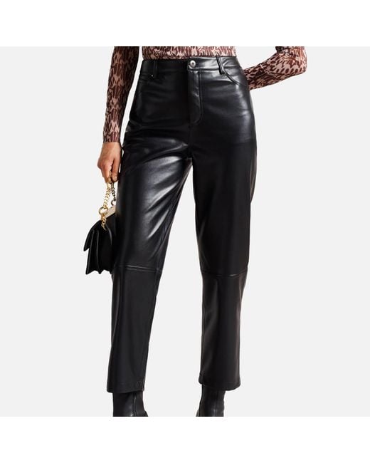 Ted Baker Plaider Faux Leather Trousers in Black | Lyst