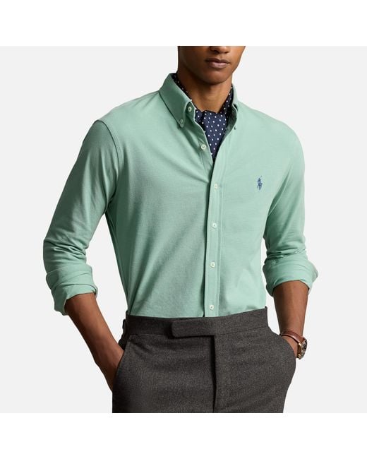 Polo Ralph Lauren Featherweight Cotton Pique Slim Fit Shirt in Green for Men Lyst UK