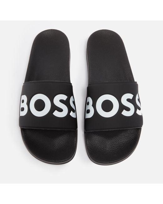 Boss Aryeh Faux Leather And Rubber Slides in Black für Herren