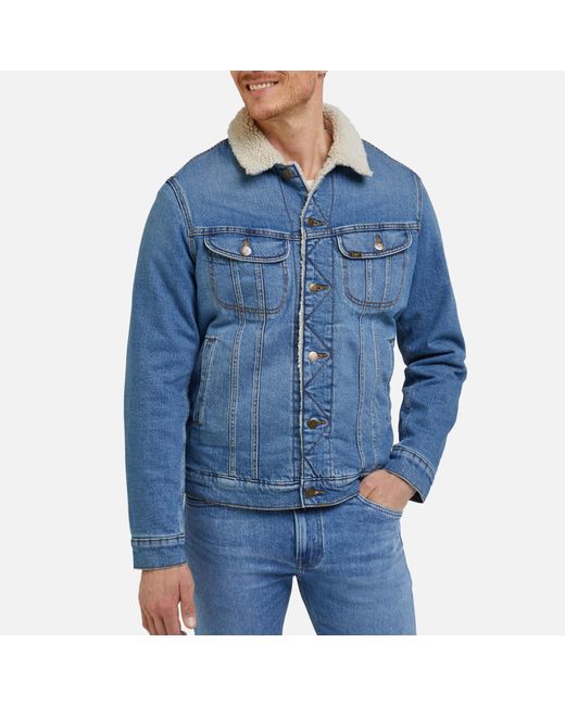 Lee Jeans Blue Sherpa Denim Jacket for men