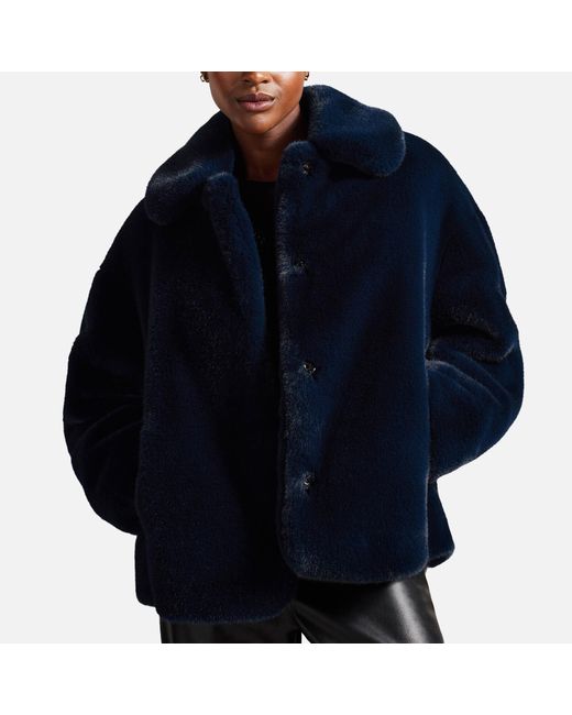 Ted Baker Liliam Statement Collar Faux Fur Coat in Blue Lyst