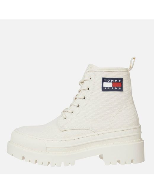 Tommy Hilfiger White Organic Cotton-blend Foxing Boots