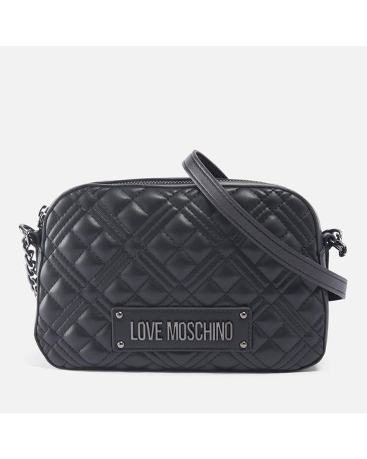 Love Moschino Black Borsa Quilted Faux Leather Cross Body Bag