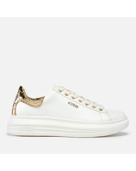 Guess White Vibo Leather Chunky Trainers