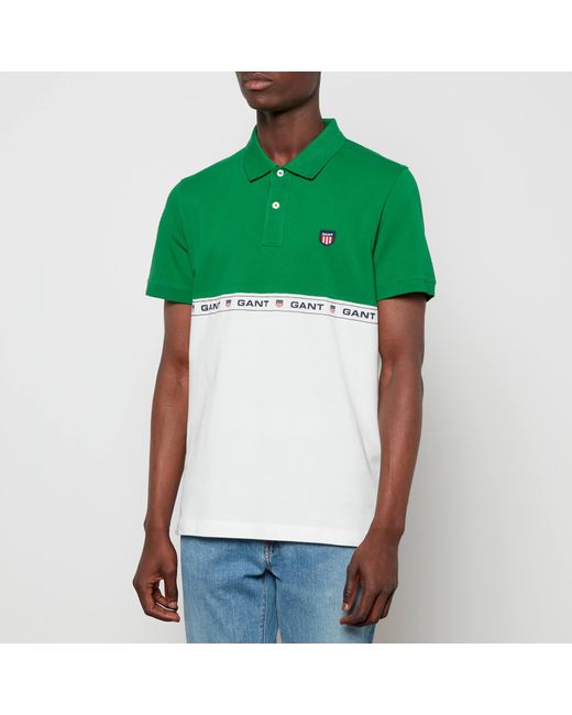 GANT Cotton Retro Shield Logo Pique Polo Shirt in Green for Men | Lyst