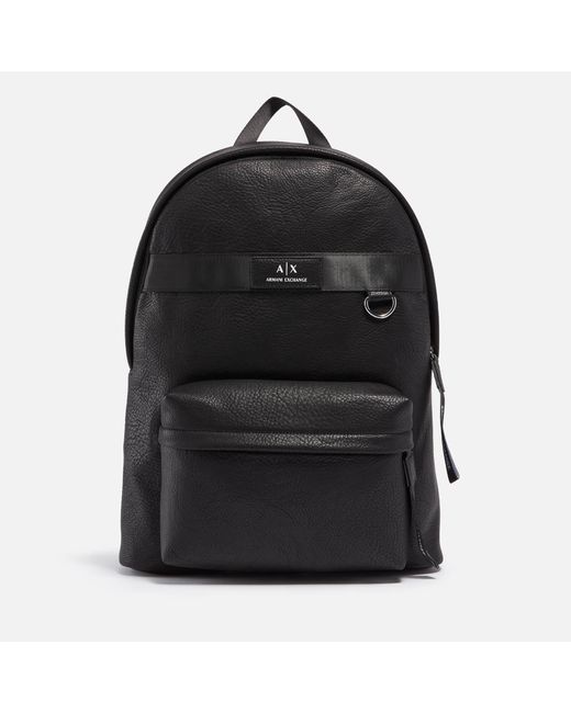 Armani Exchange Black Faux Leather Backpack for men