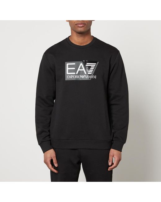 EA7 Black Visibility Training Cotton-blend Jersey Sweatshirt for men