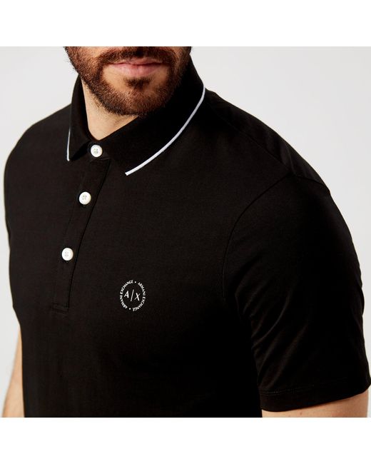 Armani Exchange Tipped Polo Shirt in Black for Men - Save 27% - Lyst