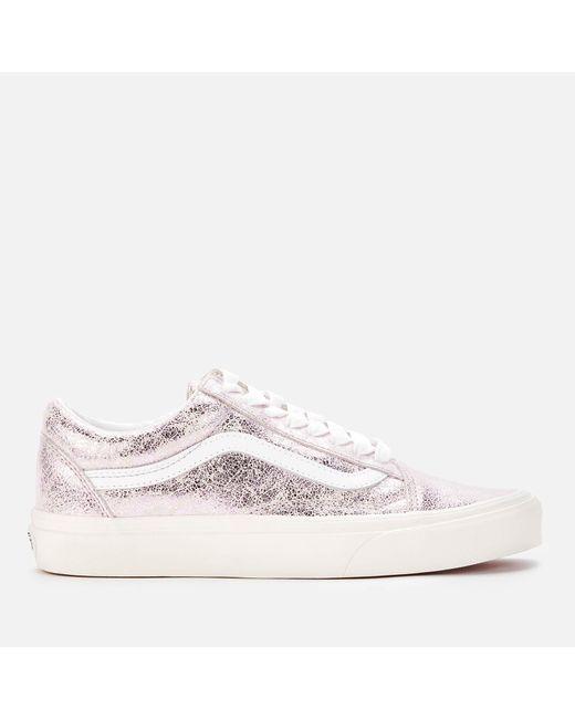 Vans Cracked Leather Old Skool Trainers in Pink | Lyst