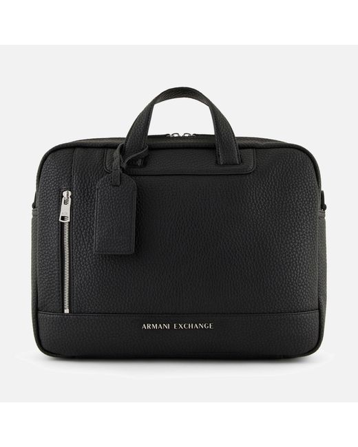 Armani Exchange Black Faux Leather Briefcase for men