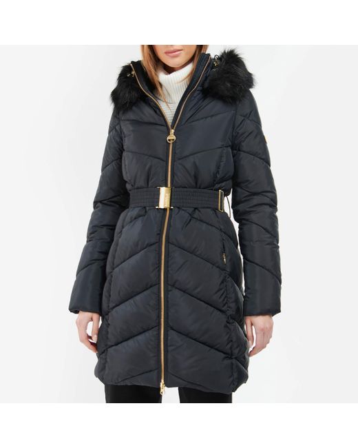 Barbour Black East Moor Quilted Shell Coat