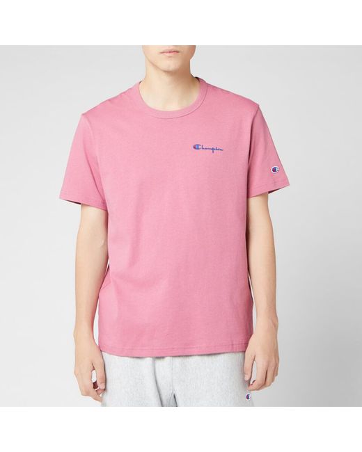 Champion Pink Small Script Crew Neck T-shirt for men