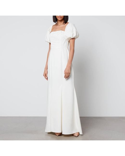 Hope & Ivy White Elsa Floral-jacquard Maxi Dress