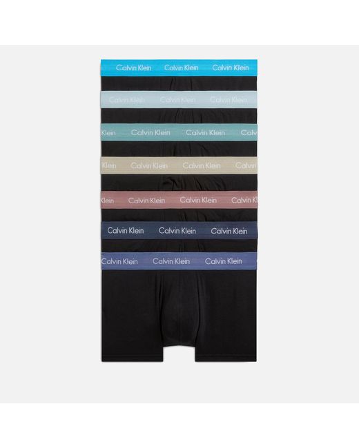 Calvin Klein Blue 7-pack Low Rise Cotton-blend Trunks for men