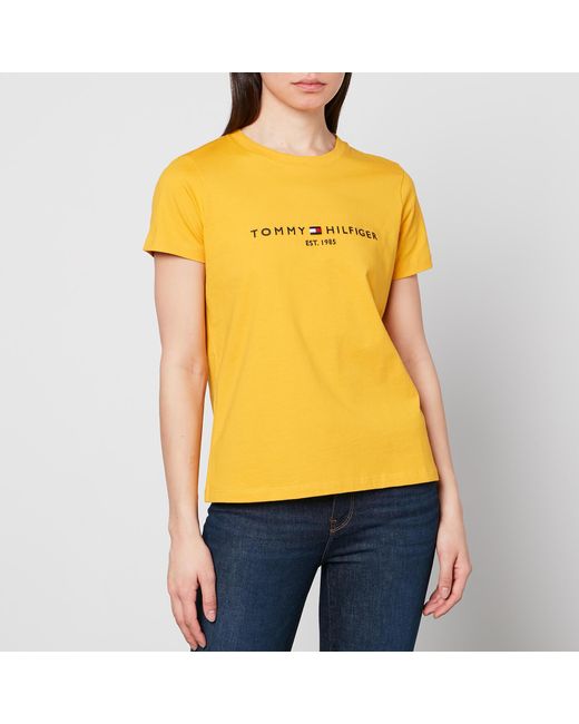 Tommy Hilfiger Yellow Logo-embellished Cotton-jersey T-shirt